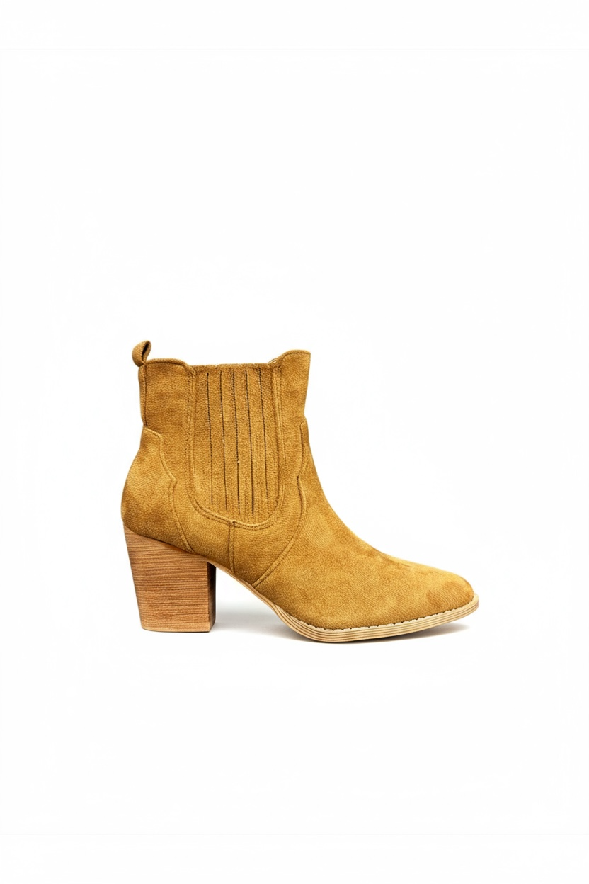 Camel ankle boots with block heel