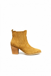 Camel ankle boots with block heel