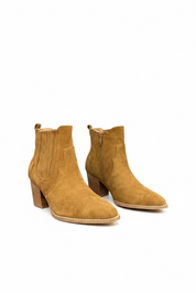 Camel ankle boots with block heel