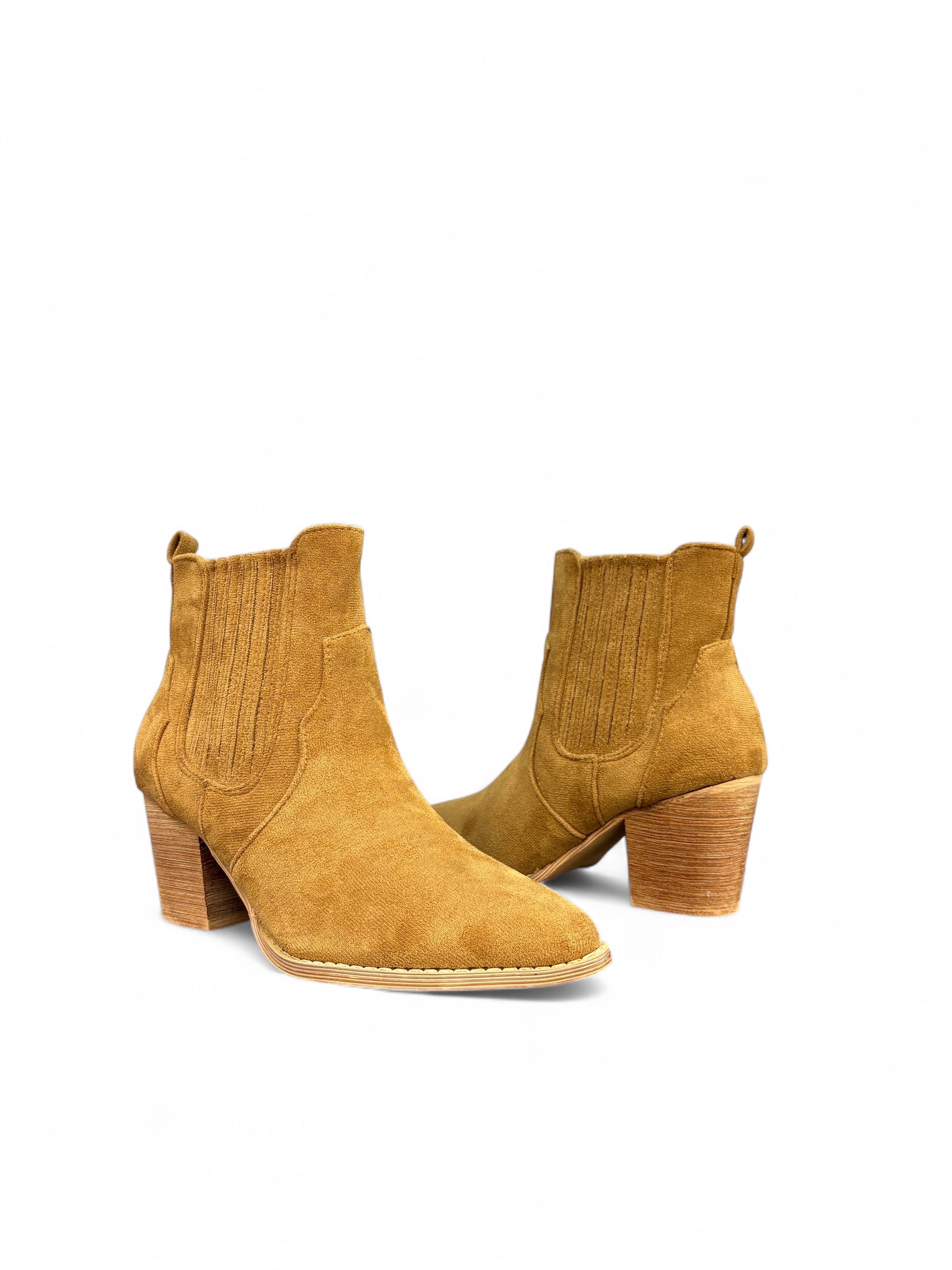 Camel ankle boots with block heel