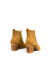 Camel ankle boots with block heel