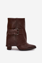 Brown block heel boots