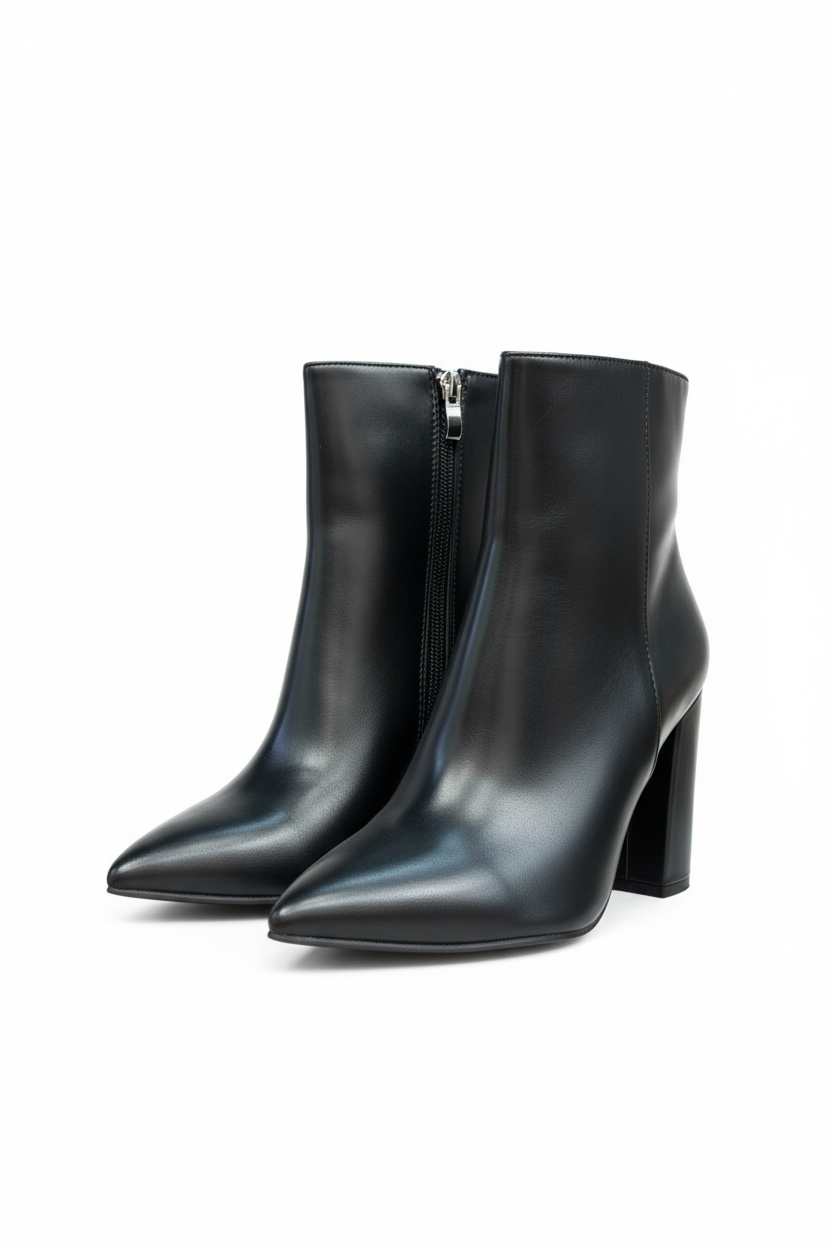 Black ankle boots with block heels