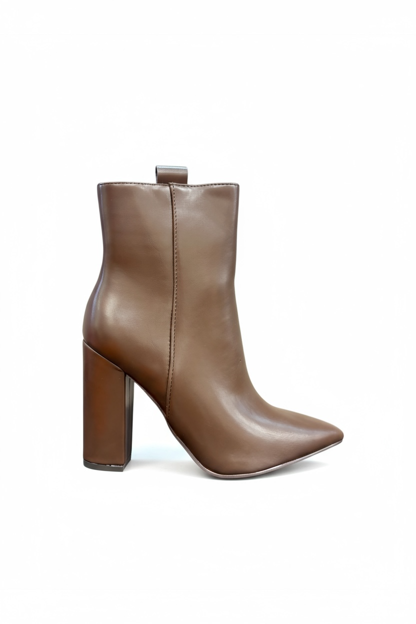 Brown ankle boots with block heels