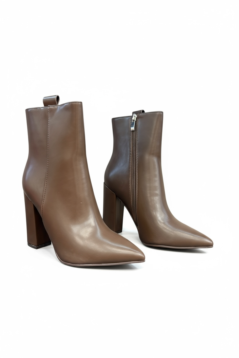 Brown ankle boots with block heels