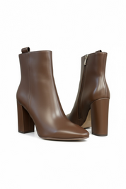Brown ankle boots with block heels