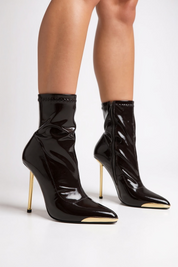 Brown low boots with a thin heel