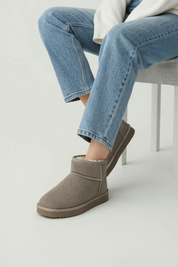 Khaki tople gležnjače od prave kože