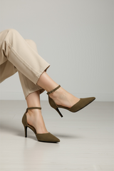Brown stilettos with a thin heel