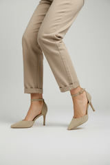 Beige heels on a thin heel