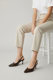 Smeđe štikle na tanku petu