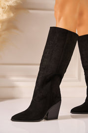 Crne čizme kaubojke na blok petu