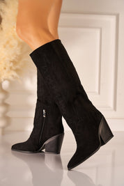 Crne čizme kaubojke na blok petu