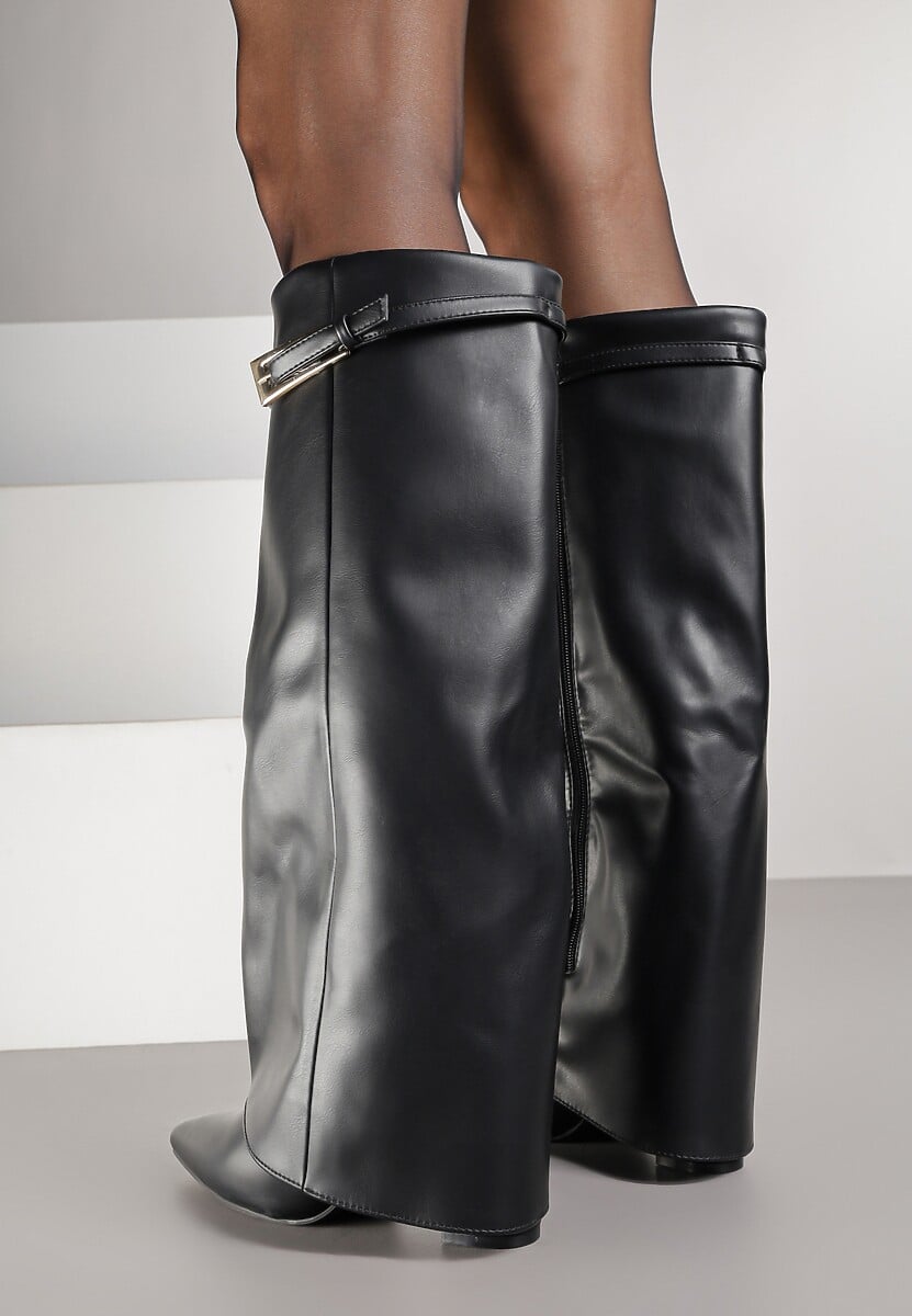Crne visoke čizme na blok petu