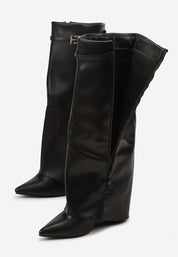 Crne visoke čizme na blok petu