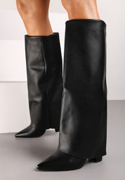 Crne visoke čizme na blok petu