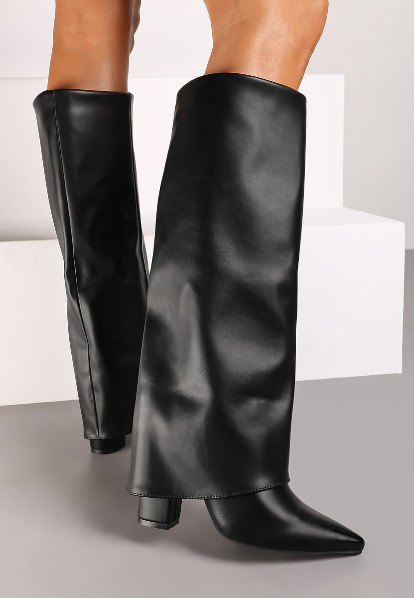 Crne visoke čizme na blok petu