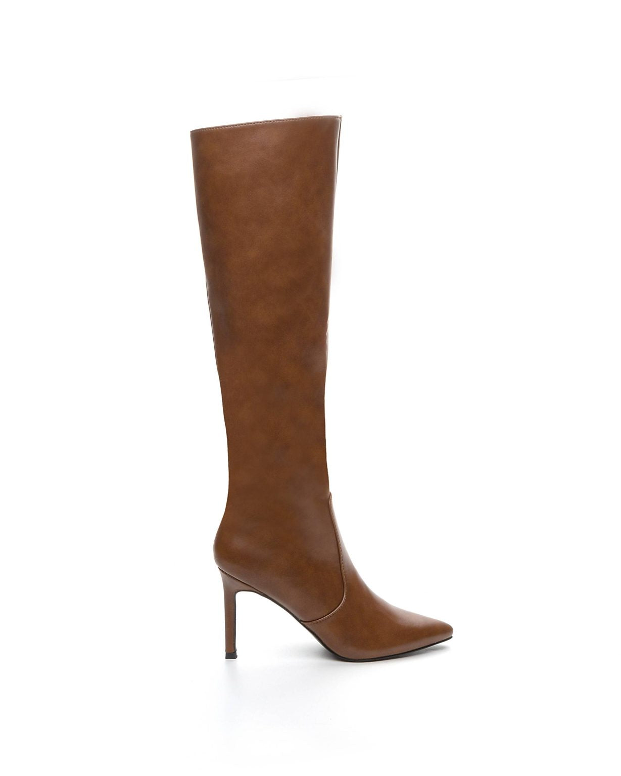 Camel boots with thin heels