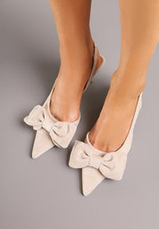 Beige heels on a thin heel