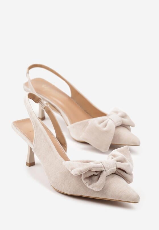Beige heels on a thin heel