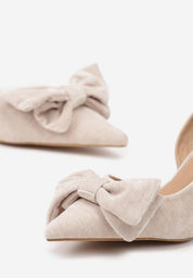 Beige heels on a thin heel