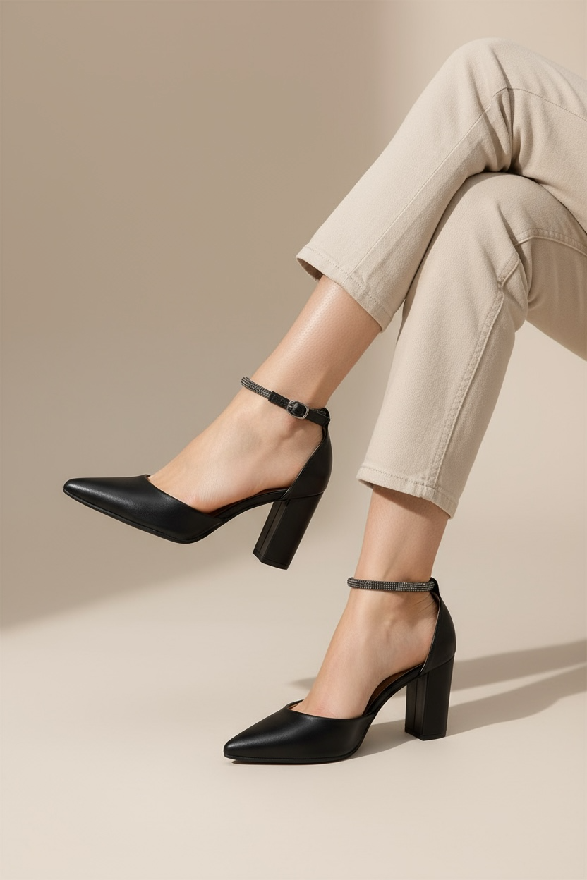 Crne sandale na blok petu