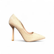 Beige sanded loafers on a thin heel 