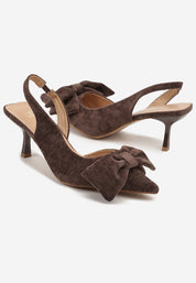 Smeđe štikle na tanku petu