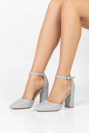 Silver sandale na blok petu