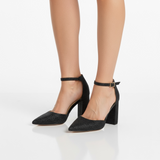 Black block heel sandals