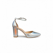 Silver block heel sandals
