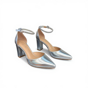Silver block heel sandals