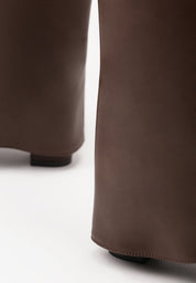 Brown high block heel boots