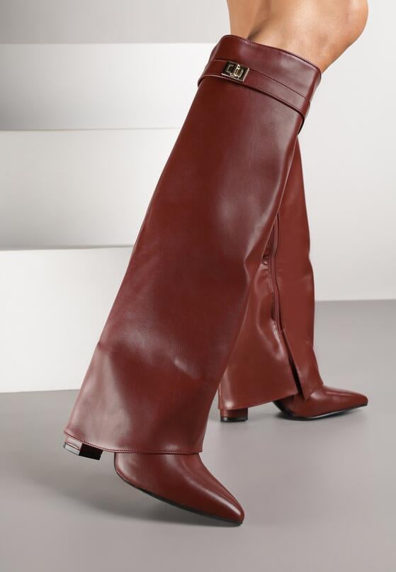 Bordo visoke čizme na blok petu