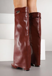 Bordo visoke čizme na blok petu