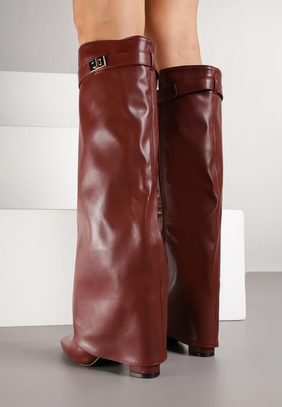 Bordo visoke čizme na blok petu