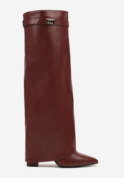 Bordo visoke čizme na blok petu