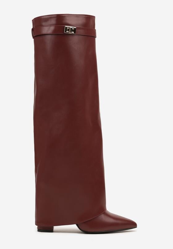 Bordo visoke čizme na blok petu