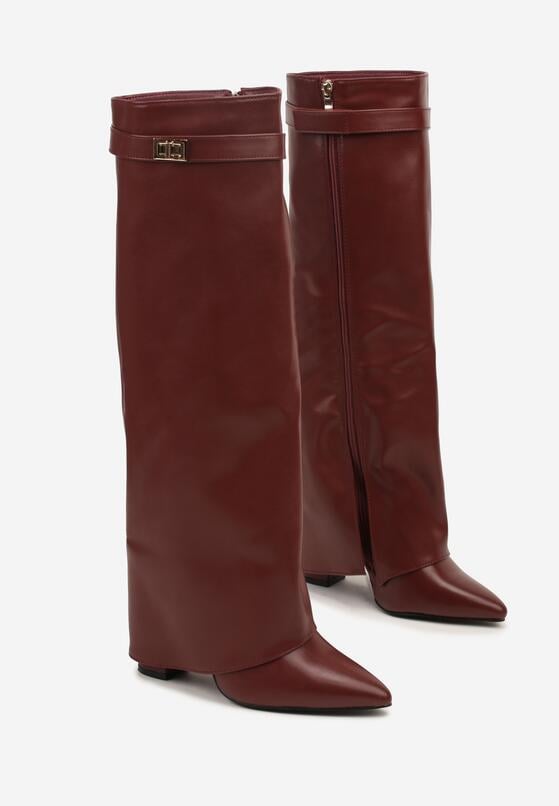 Bordo visoke čizme na blok petu