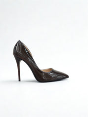 Brown pumps with a thin heel