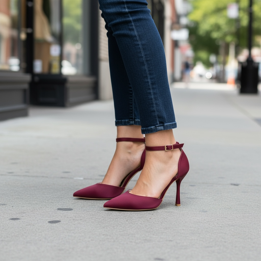 Bordo štikle na tanku petu