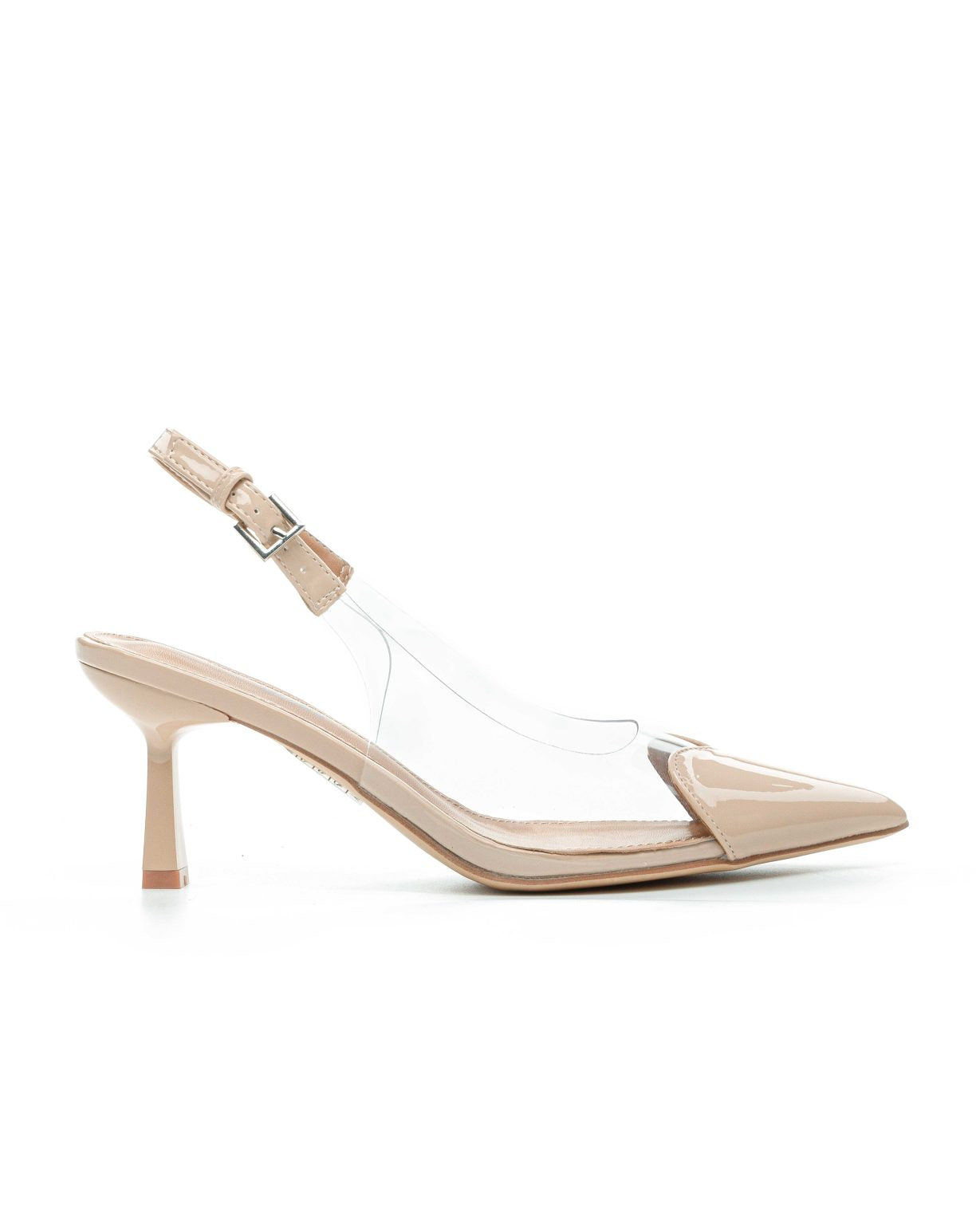 Beige heels on a thin heel