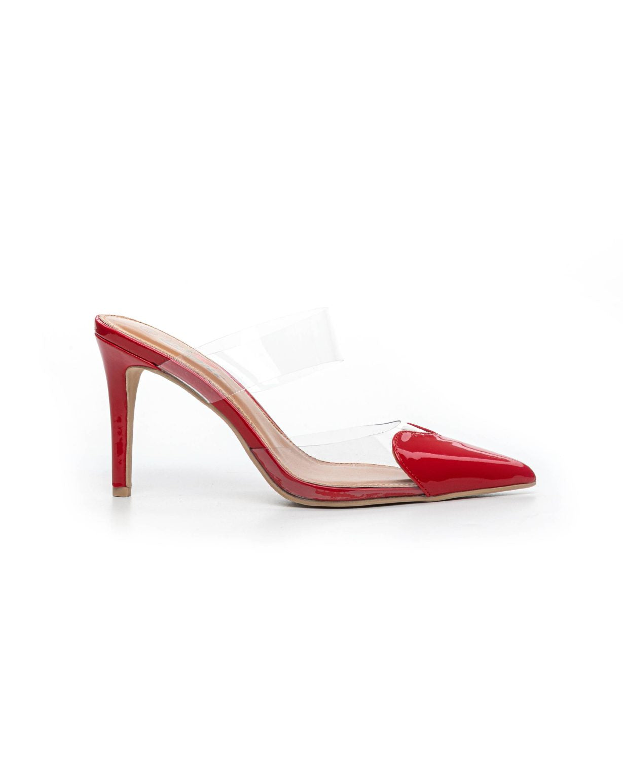 Red stilettos with a thin heel