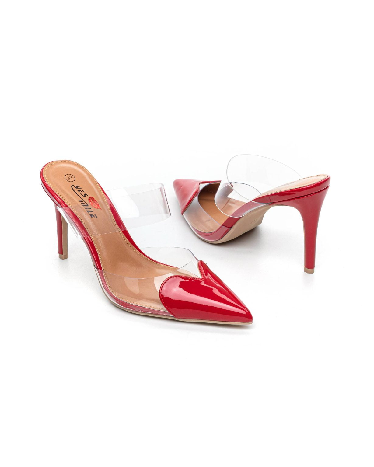 Red stilettos with a thin heel