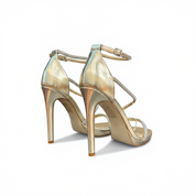 Gold sandals on a thin heel