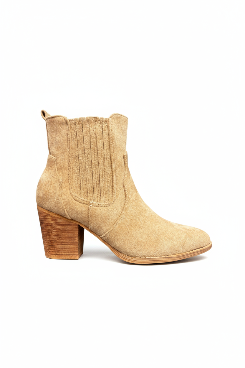 Khaki block heel ankle boots