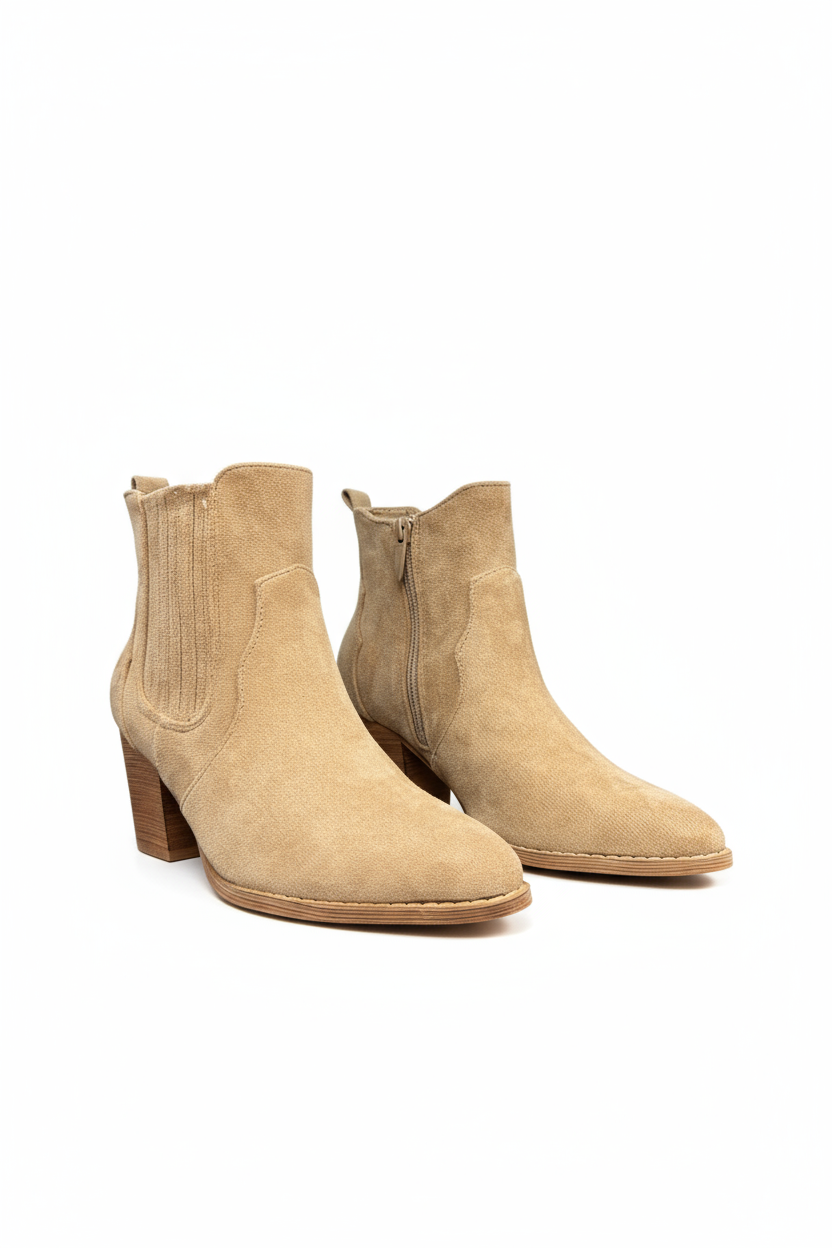 Khaki block heel ankle boots