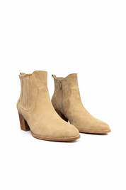 Khaki block heel ankle boots