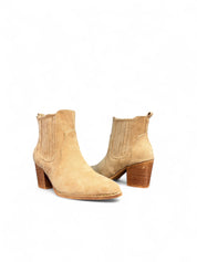Khaki block heel ankle boots