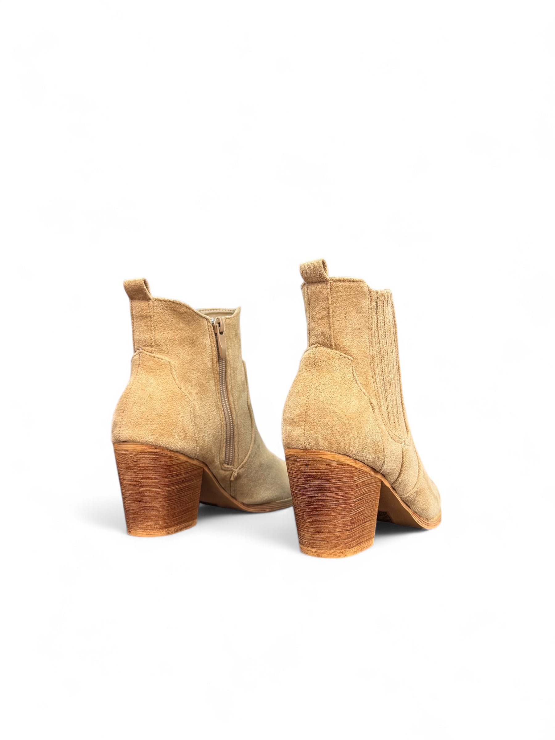 Khaki block heel ankle boots